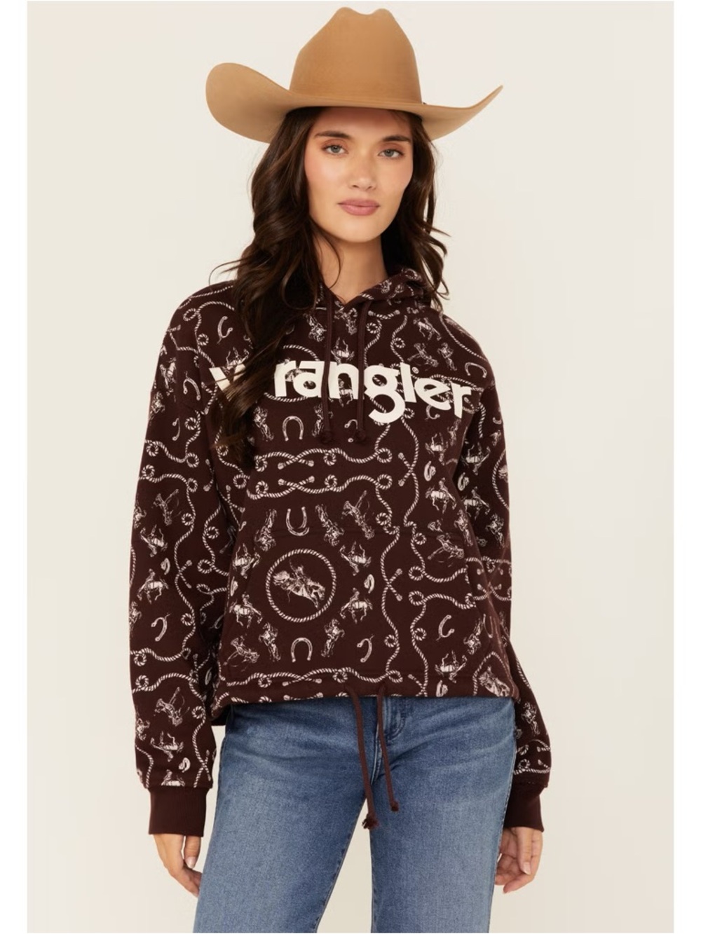 Wrangler Chocolate Brown Graphic Pullover Hoodie